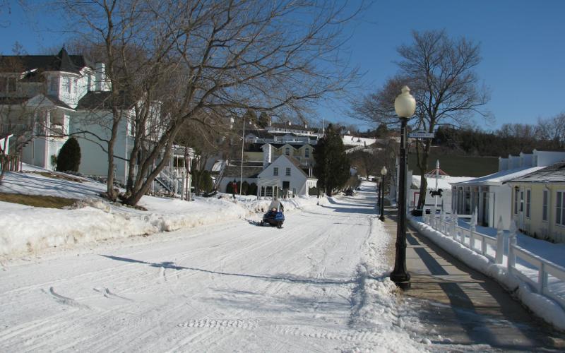 Mackinac Island street in winter