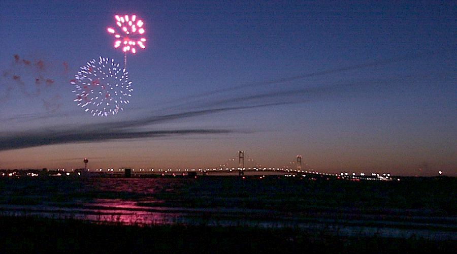 Mackinac Bridge and fireworks