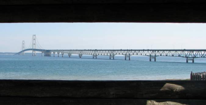 Mackinac Bridger 50th from Fort Michilimackinac