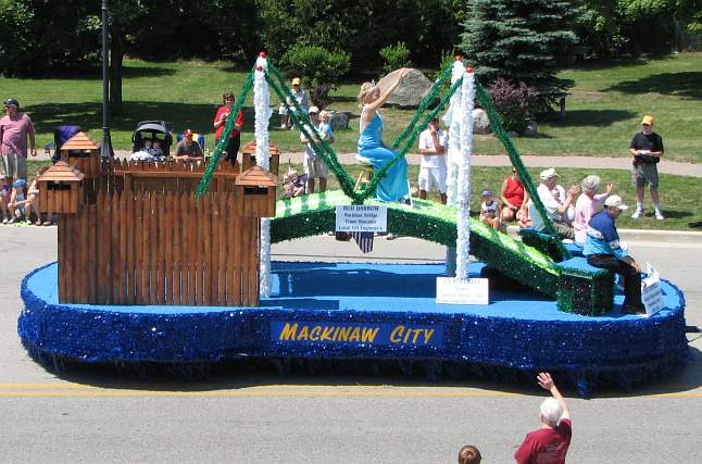 Mackinaw City Float in Mackinac Bridge 50th anniversary parade