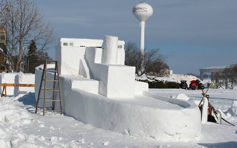 Coast Guard Cutter Mackinaw ice sculpture