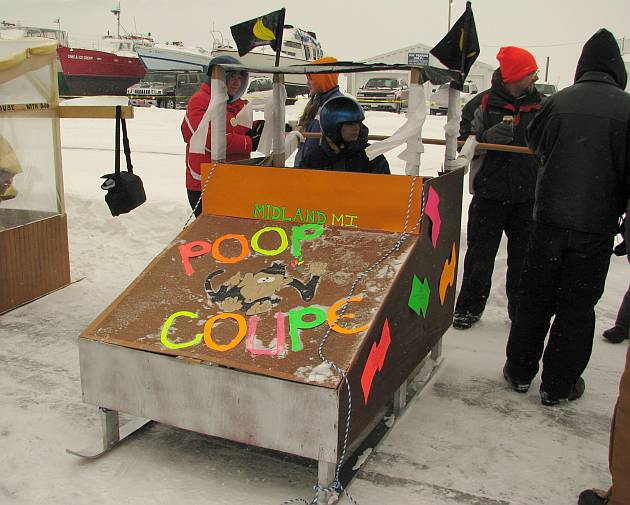 Poop Coupe racing outhouse from Midland, Michigan