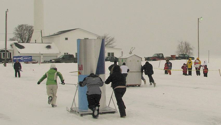 Red Bull Outhouse - Mackinaw City winter