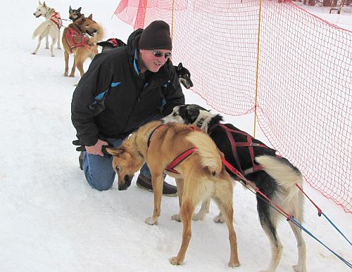 Keith Stokes and sled dogs at Boyne Highlands