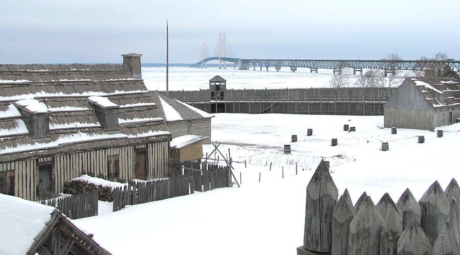 Fort Michilimackinac and the Mackinac Bridge