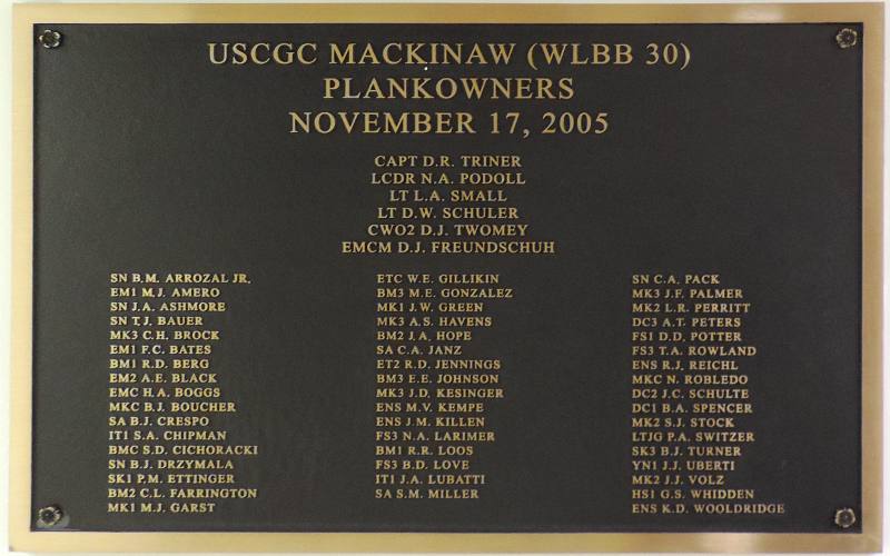 USCGC Mackinaw Plankowners