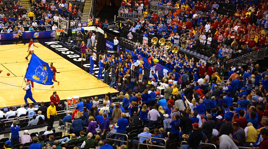 Univeristy of Kansas at the Big 12 basketball tournament in Kansas City, Missouri.