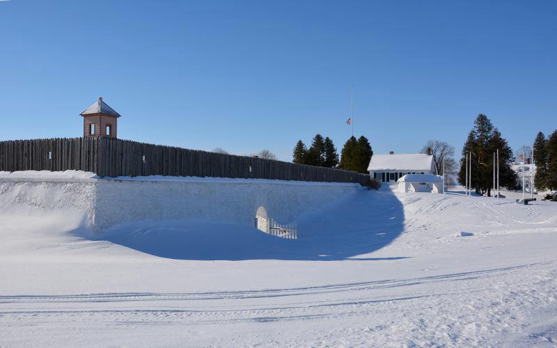 Fort Mackincnorth sally port in winter