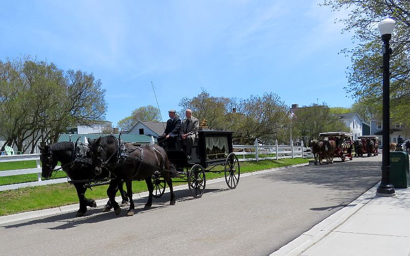 Horse drawn hearse on Mackinac Island, Michigan