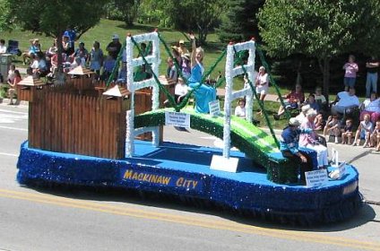 Mackinaw City float in Mackinac Bridge Parade