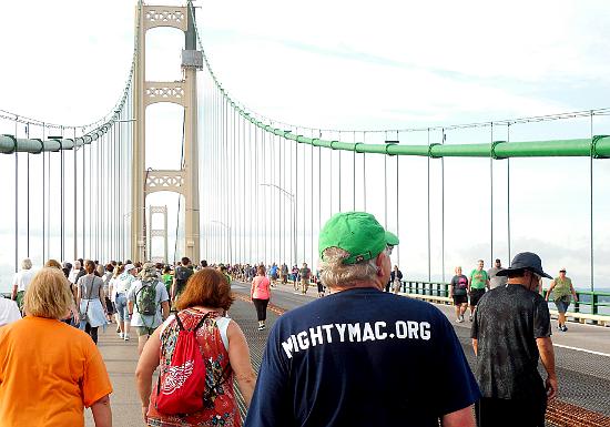 Mightymac.org Web Master walking the Mackinac Bridge