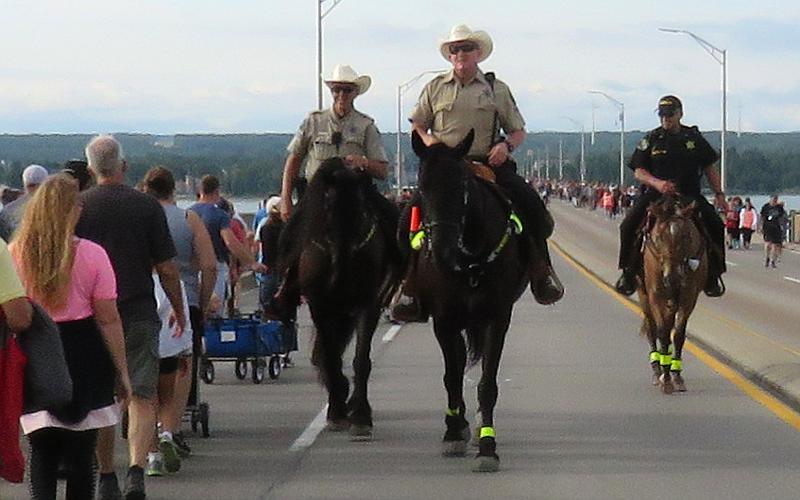 mounted police during the Mackinac Bridge Walk