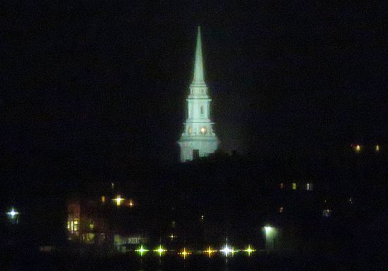 Portsmouth, New Hampshire North church tower at night