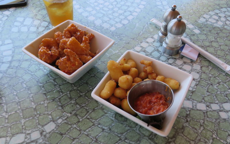BingBang Shrimp, deep fried cheese curds - Pier M33 On The Cheboygan