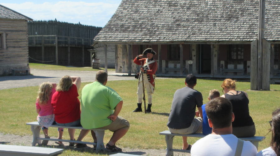 Musket firing demonstration at Colonial Fort Michilimackinac