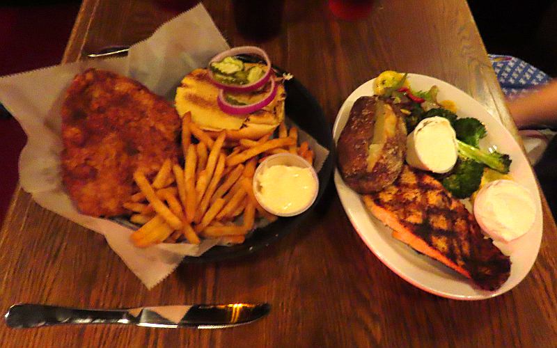 pork tenderloin and grilled salmon - M. Mogger's Restaurant, Terre Haute, Indiana