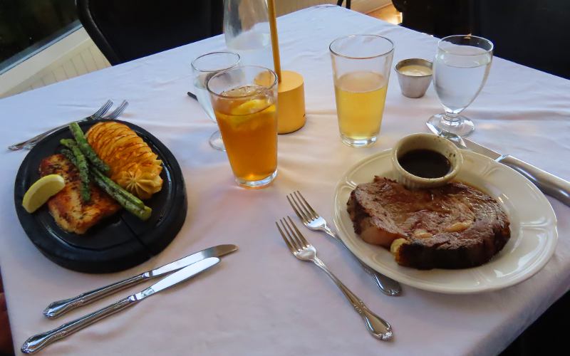 Planked whitefish and prime rib - 1852 Grill Room