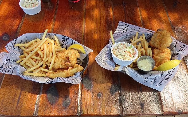 Fried perch and walleye at the Dock Grill and Bar deck