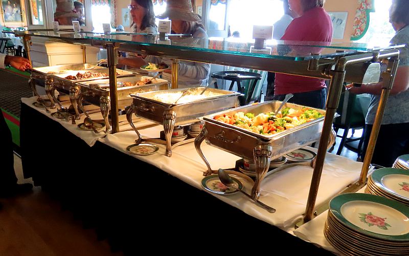 Hot entrees and sides at Grand Hotel buffet