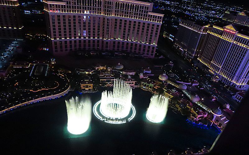 Bellagio Fountain from the Eiffel Tower observation deck