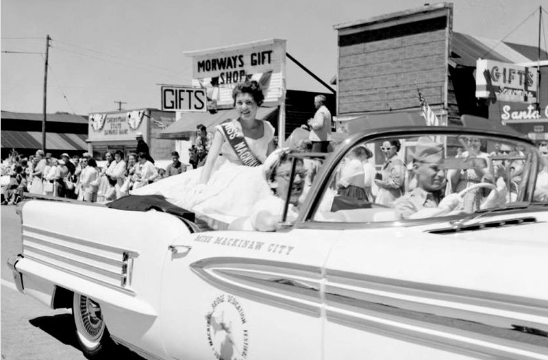 Miss Mackinaw City Diane Krueger in Mackinac Bridge dedication parade