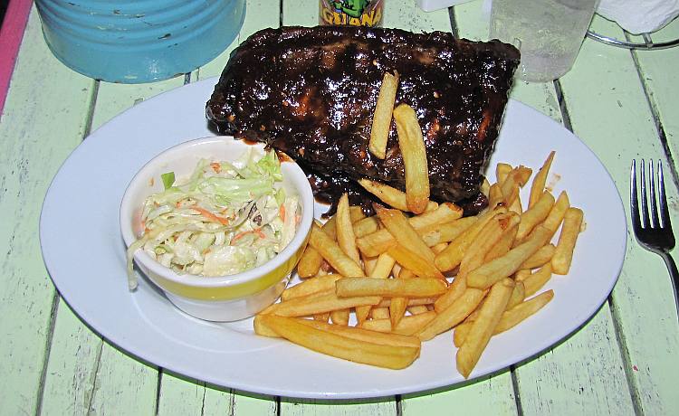 Jamaican Jerk baby back ribs at Smokey Joe's in Aruba