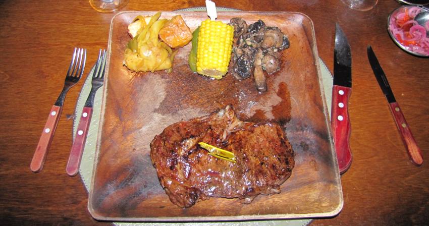 Rib eye steak at El Gaucho restaurant in Aruba