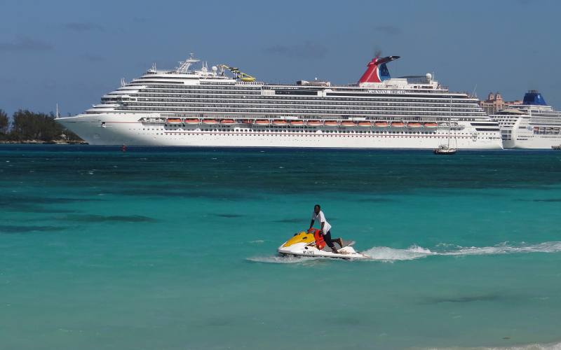 Cruise ship and wave runner - Nassau Harbor