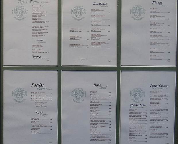 Caf Vergara menu - Madrid, Spain