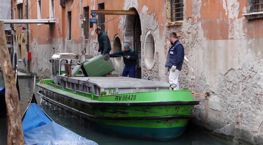 trash boat - Venice, Italy