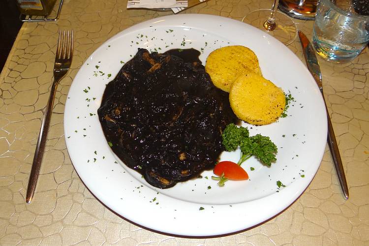 black cuttlefish Venitian style with polenta