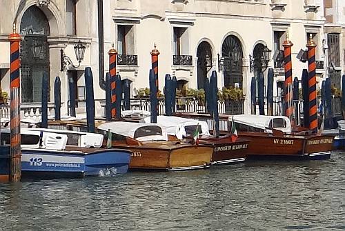 Boats docked by Regional Council (Consiglio Regionale) of the Veneto region of Italy