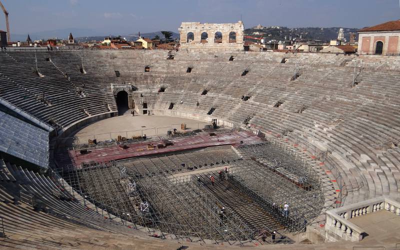 opera stage in the Verona Arena