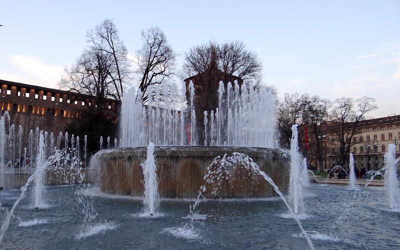 Castello Sforzesco fountain - Milan, Italy