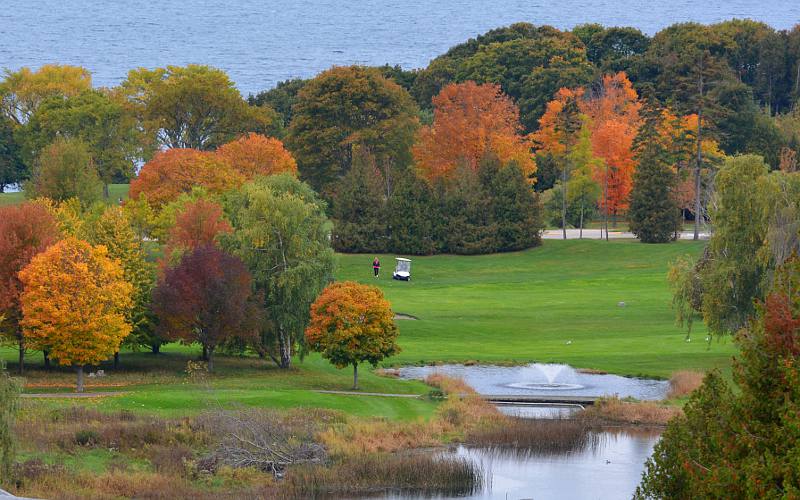 Mackinac Island golf course with autumn colors