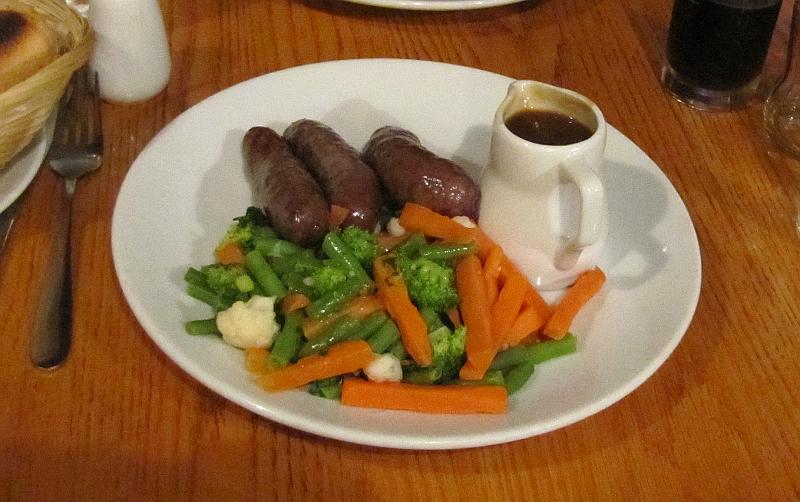 wild boar & sage sausages with onion & ale gravey