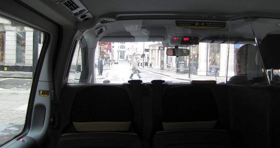 view from a London taxi