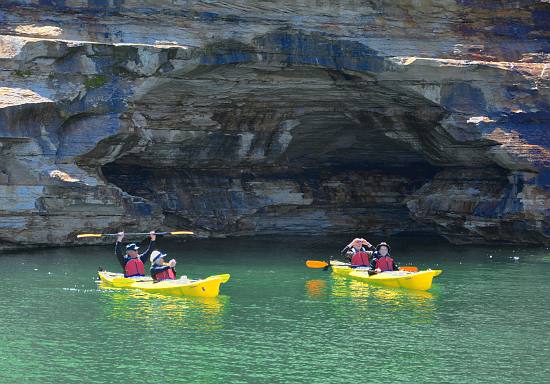 Kayakers at Pictured Rocks National Lakeshore
