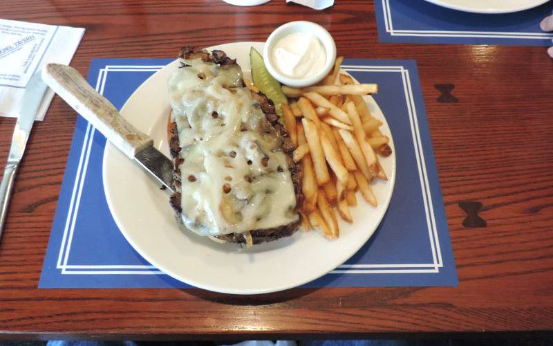 Prime rib sandwich at the Rebel Tavern on Mackinac Island
