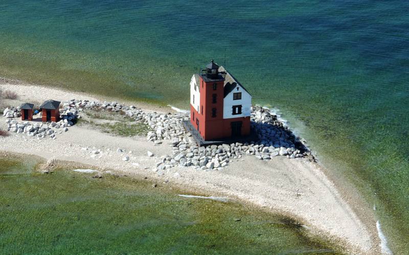 Round Island Lighthouse from the air