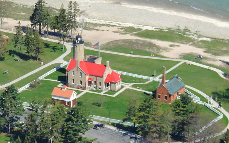 Old Mackinac Point Lighthouse from the air