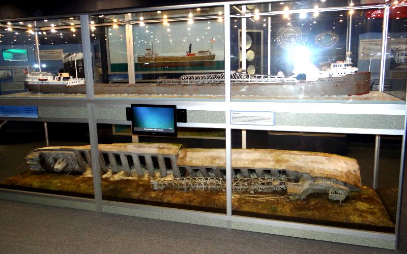 Cedarville shipwreck exhibit in the Straits of Mackinac Shipwreck Museum