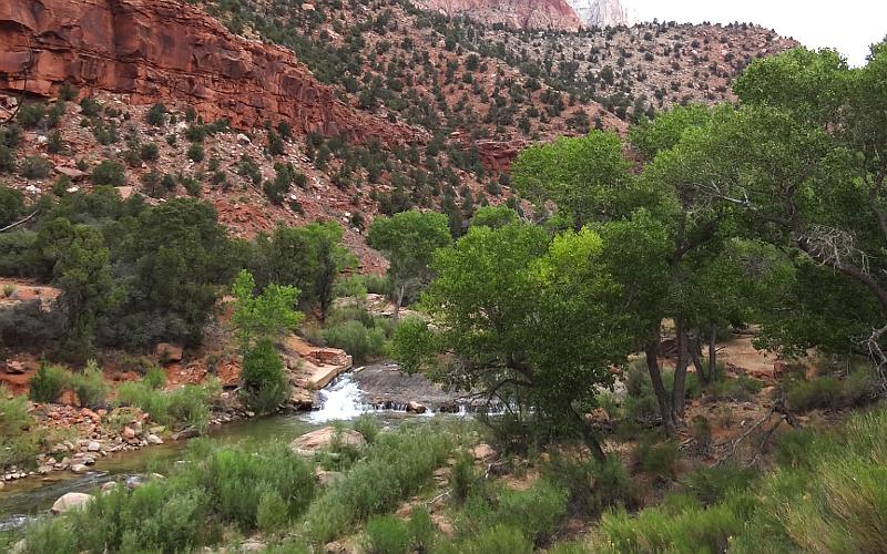 Virgin RIver dam waterfall