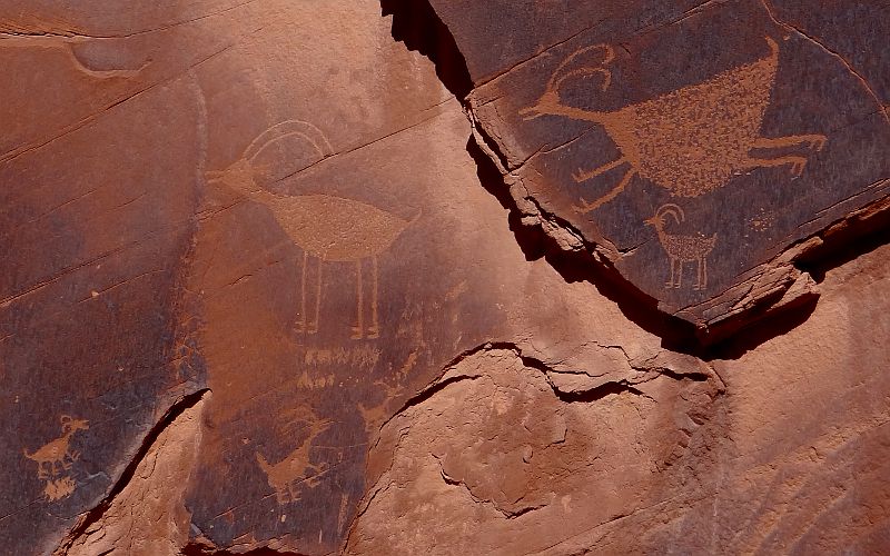 Petroglyphs by the Anasazi people in Monument Valley,  Arizona