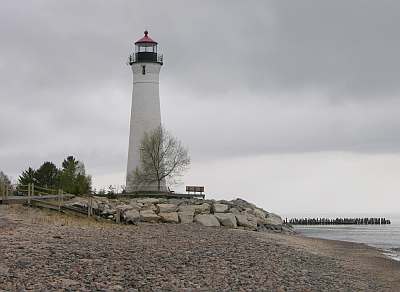 Crisp Point Light on the shore of Lake Superior